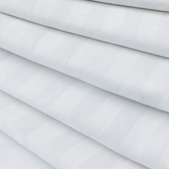 Close up of premier stripe white linen